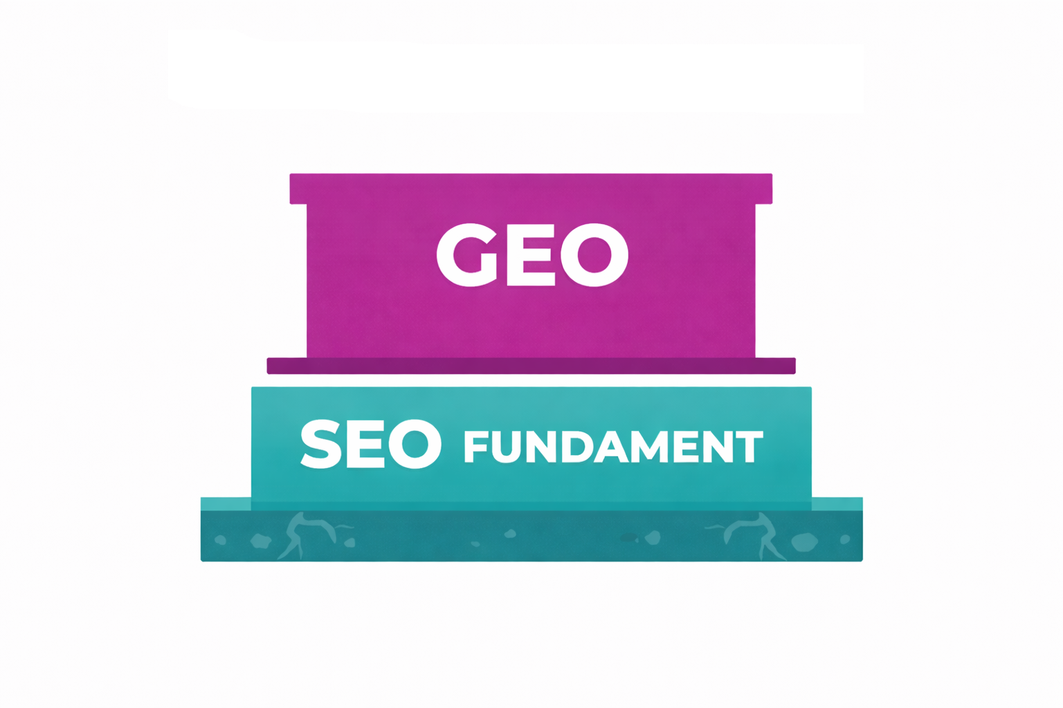Schemat pokazujący SEO jako podstawę GEO i pozycjonowania AI