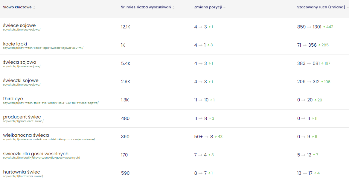 Raport pozycji strony soywitch.pl