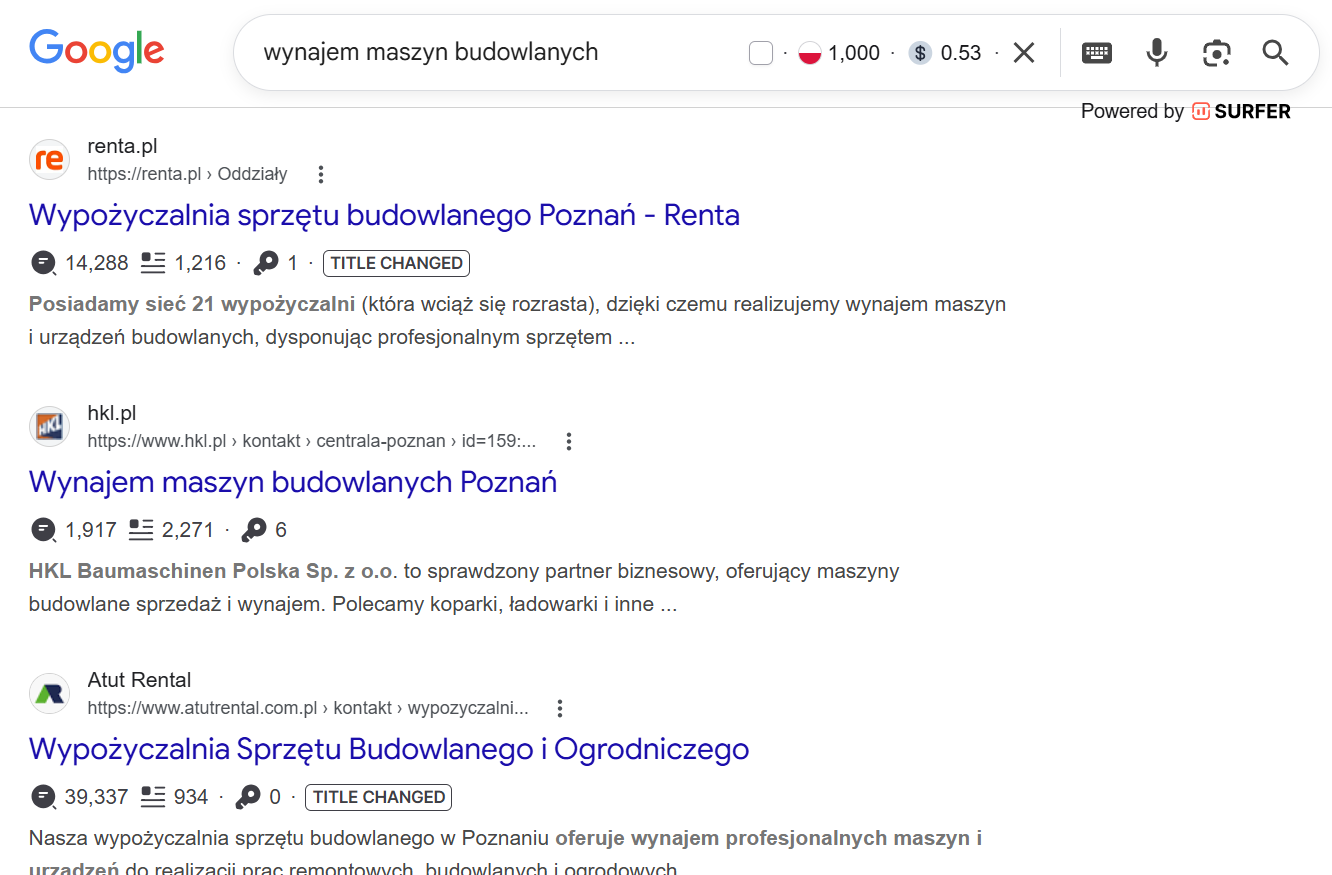 Wygląd organicznych wyników wyszukiwania